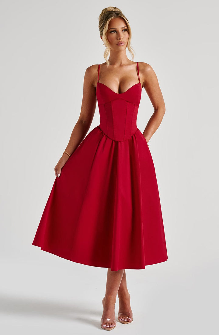 Mariella Vestido Midi — Vermelho