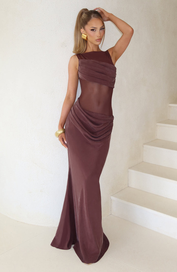 Gracelyn Vestido Comprido — Castanho Ameixa
