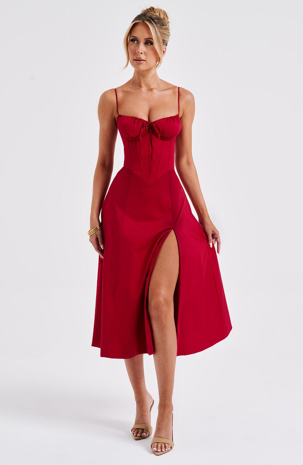 Deanna Midi Dress — Vermelho