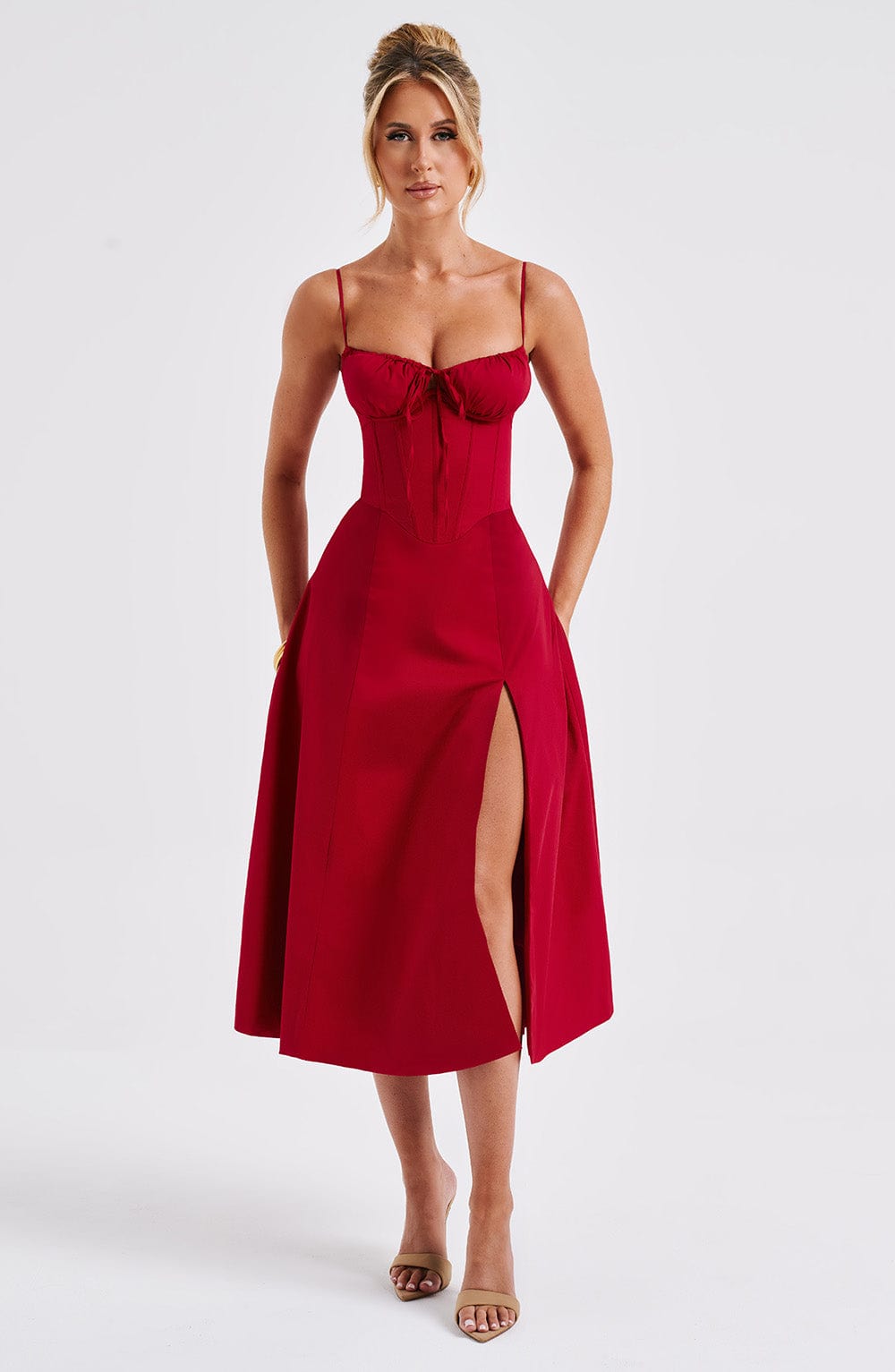 Deanna Midi Dress — Vermelho