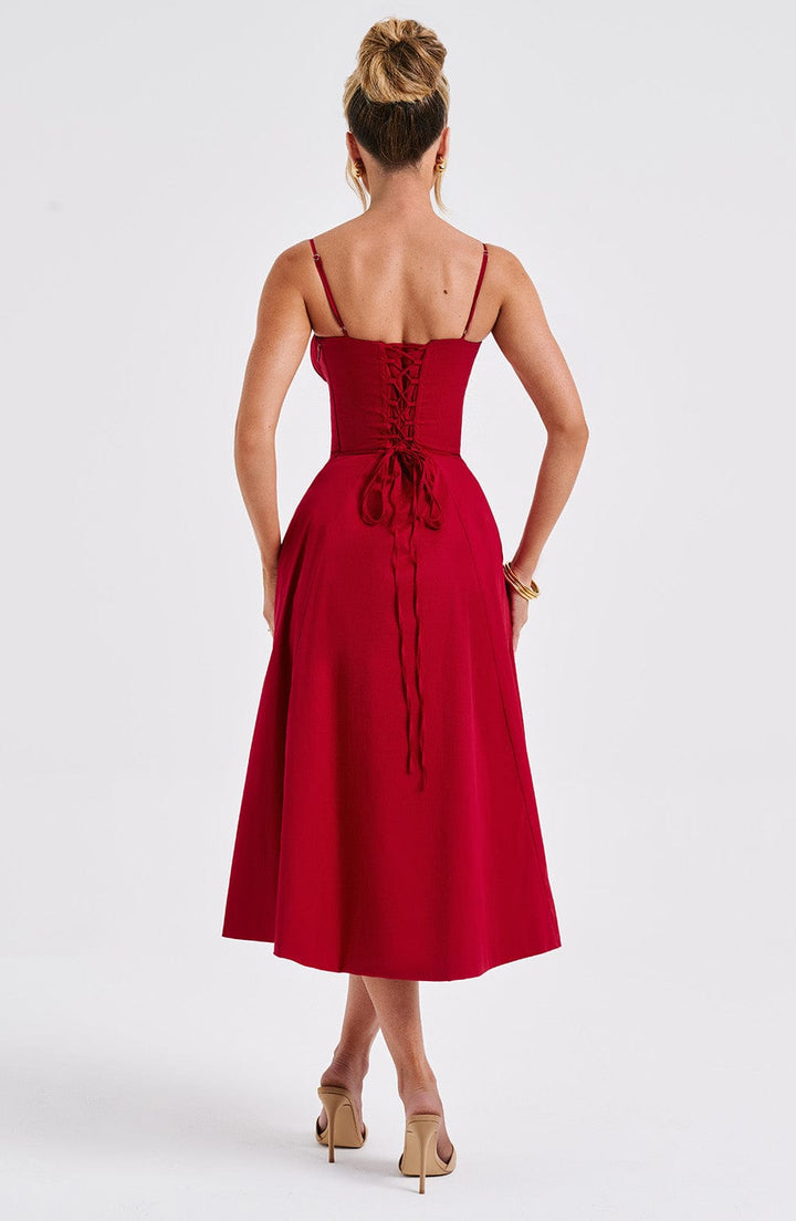 Deanna Midi Dress — Vermelho