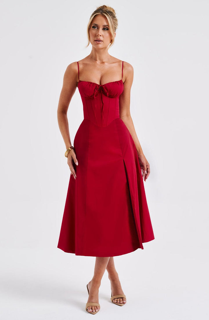 Deanna Midi Dress — Vermelho