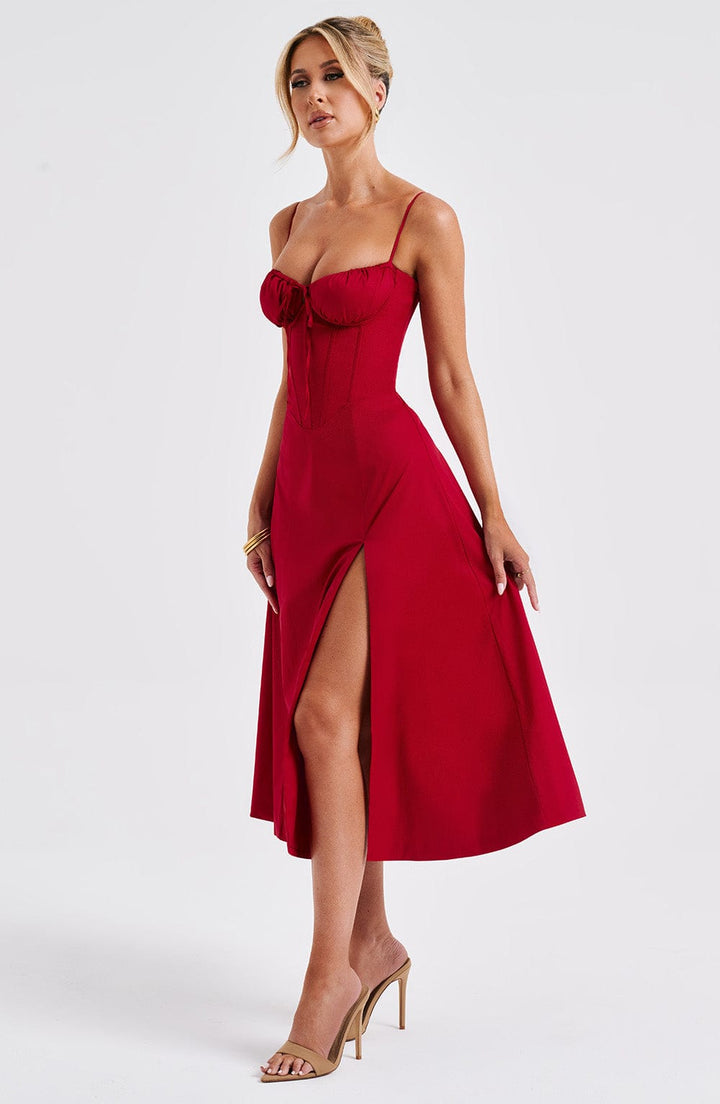 Deanna Midi Dress — Vermelho