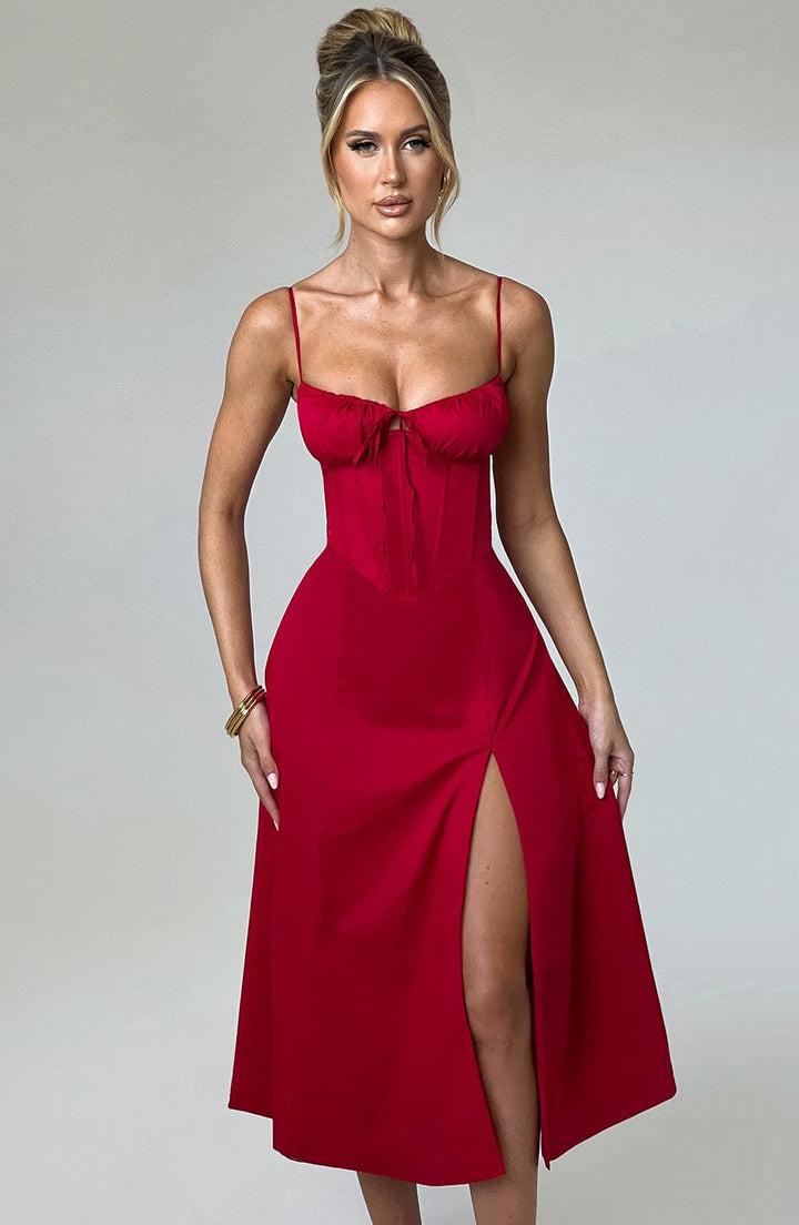 Deanna Midi Dress — Vermelho