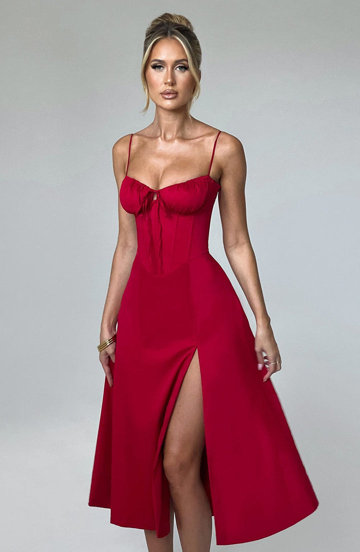 Deanna Midi Dress — Vermelho