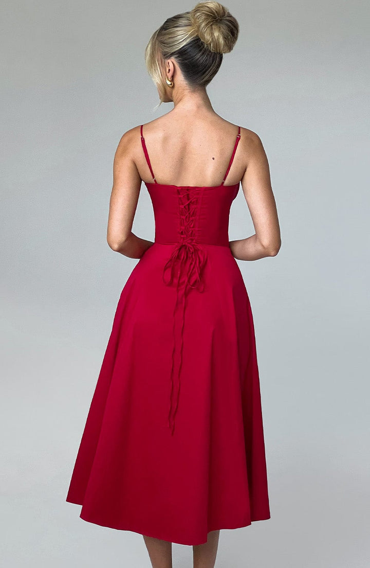 Deanna Midi Dress — Vermelho