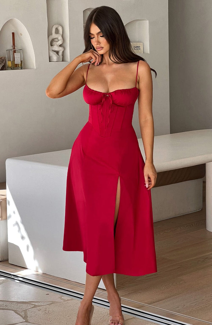 Deanna Midi Dress — Vermelho
