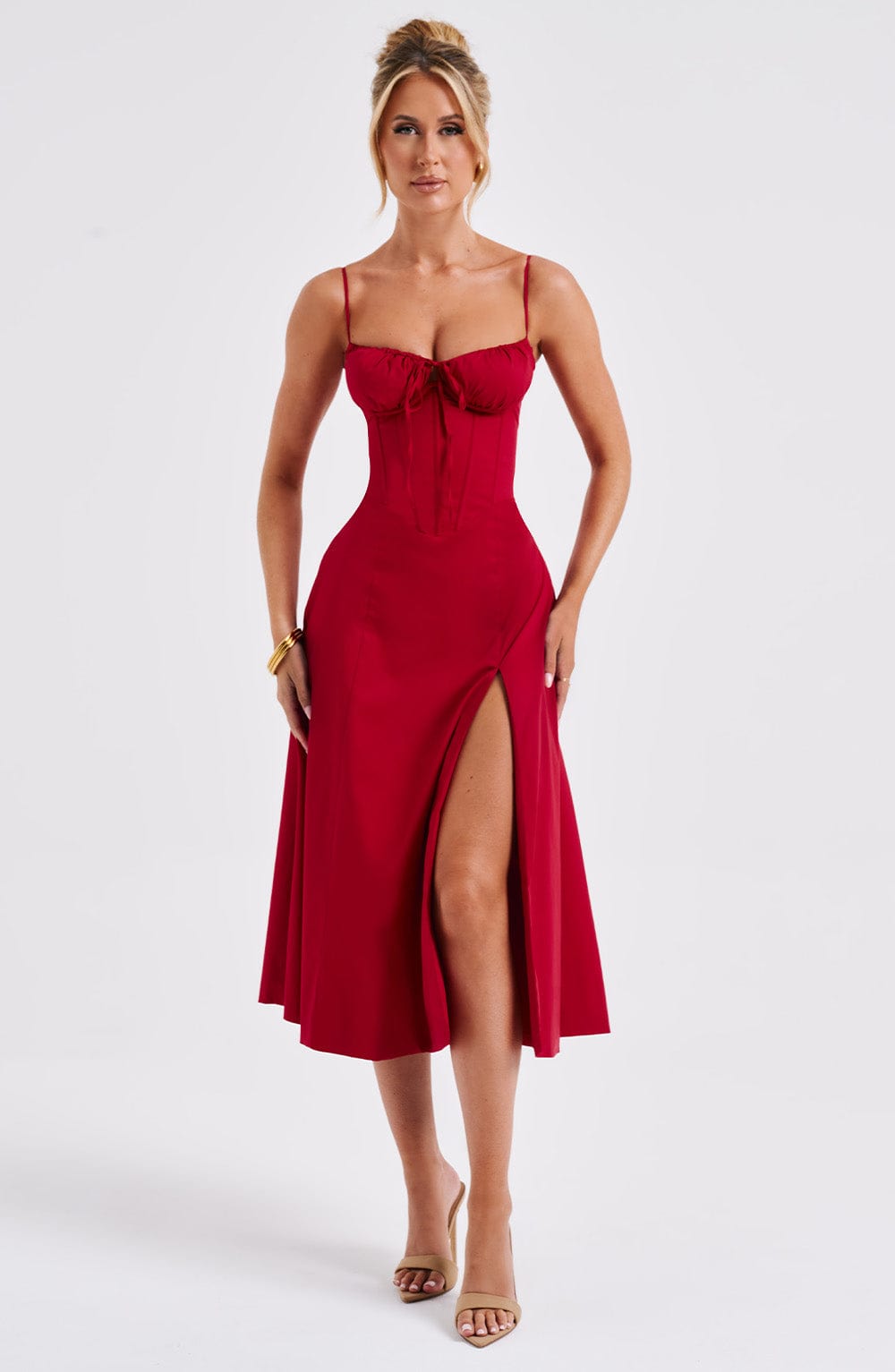 Deanna Midi Dress — Vermelho