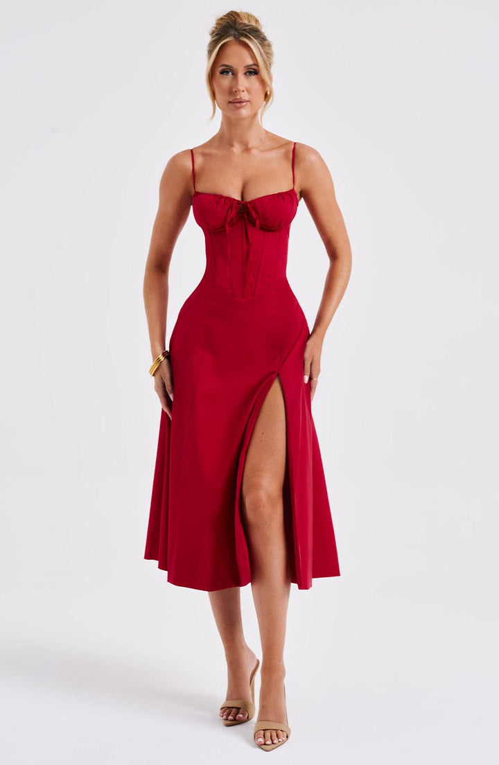 Deanna Midi Dress — Vermelho