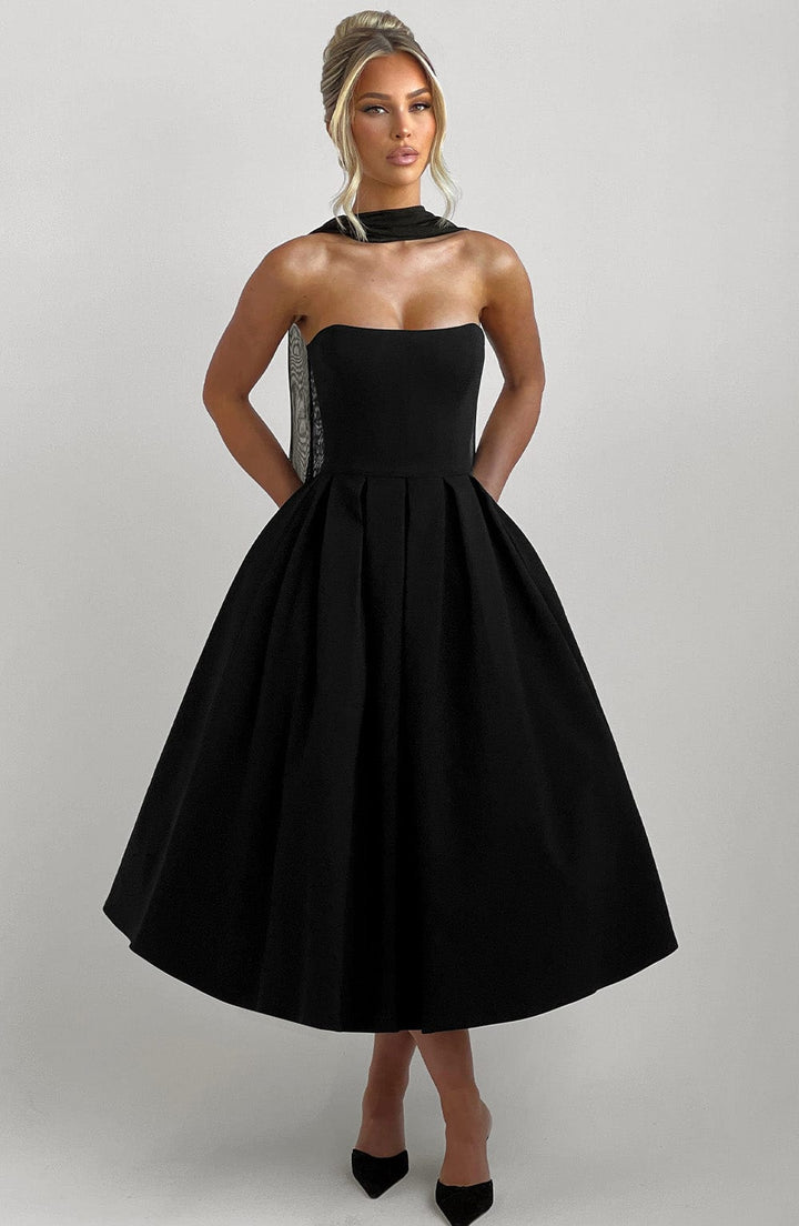 Edith Midi Dress — Preto
