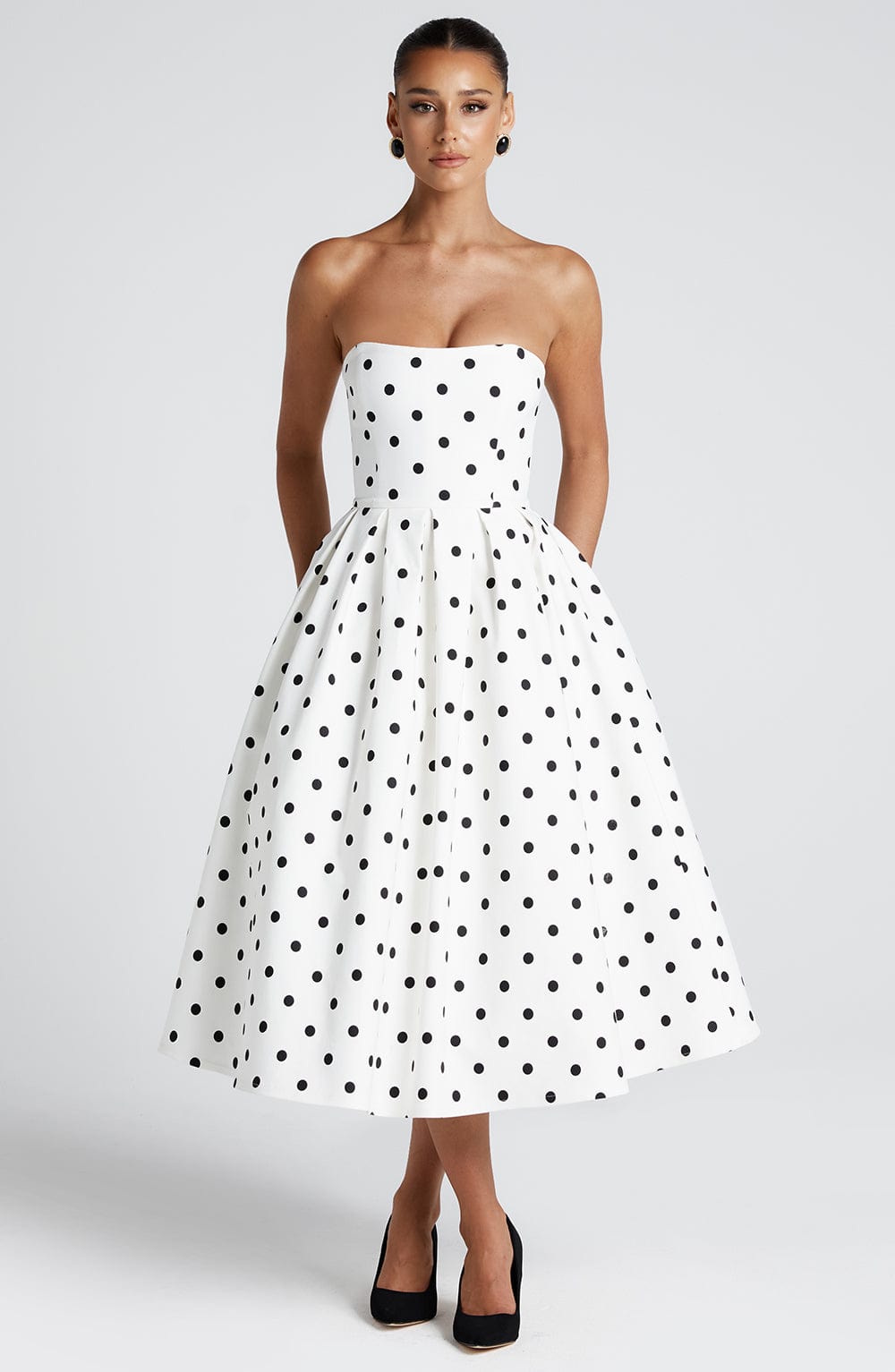 Edith Midi Dress — Bolinhas Pretas