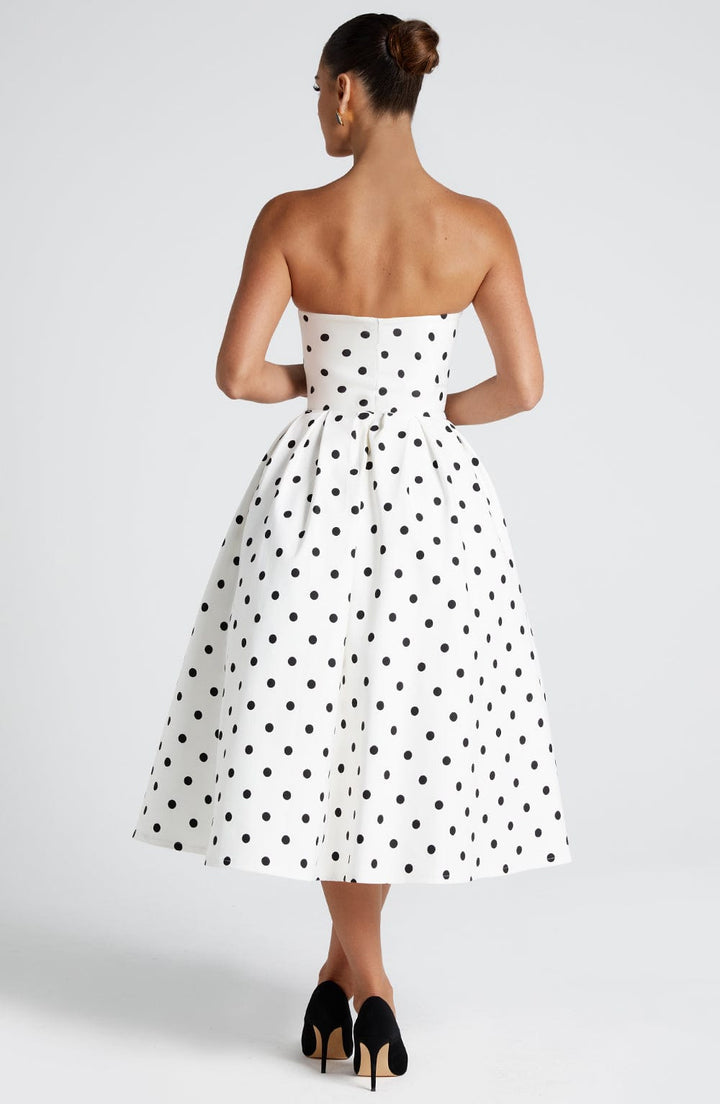Edith Midi Dress — Bolinhas Pretas