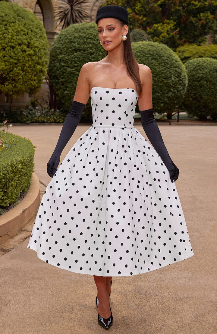 Edith Midi Dress — Bolinhas Pretas
