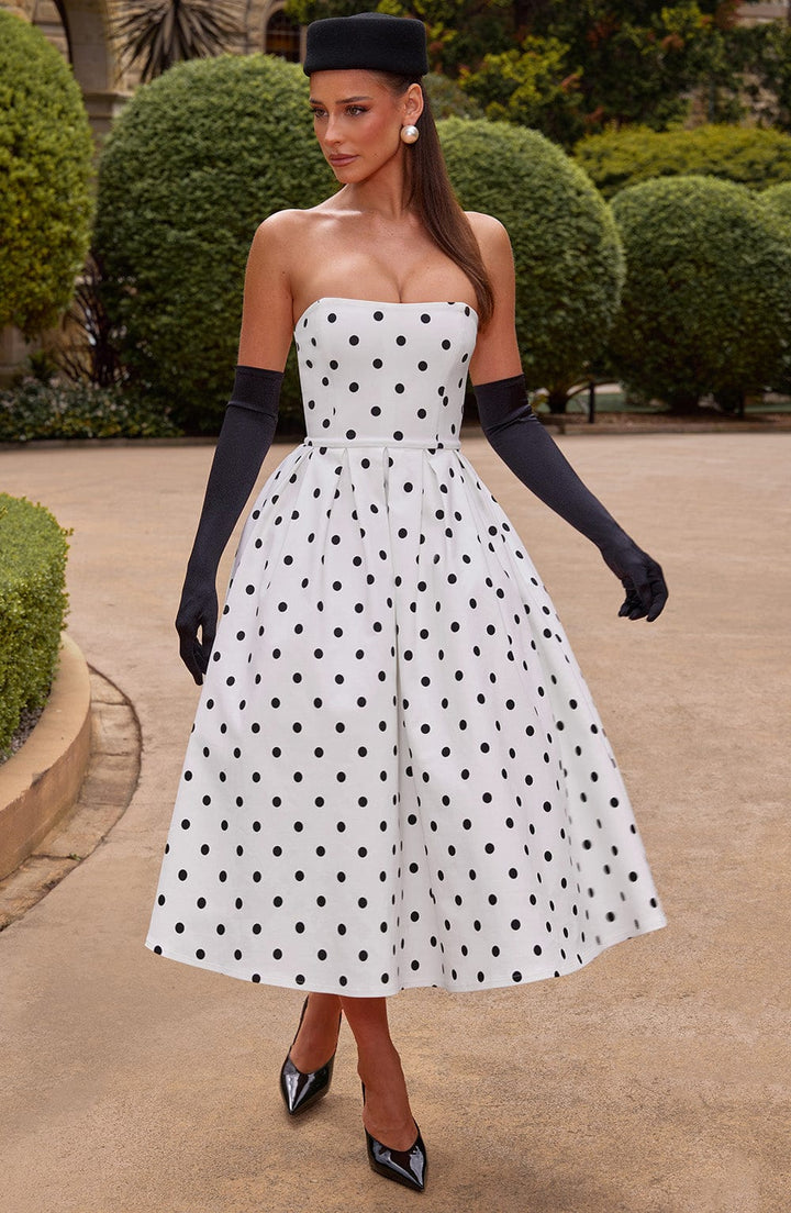 Edith Midi Dress — Bolinhas Pretas