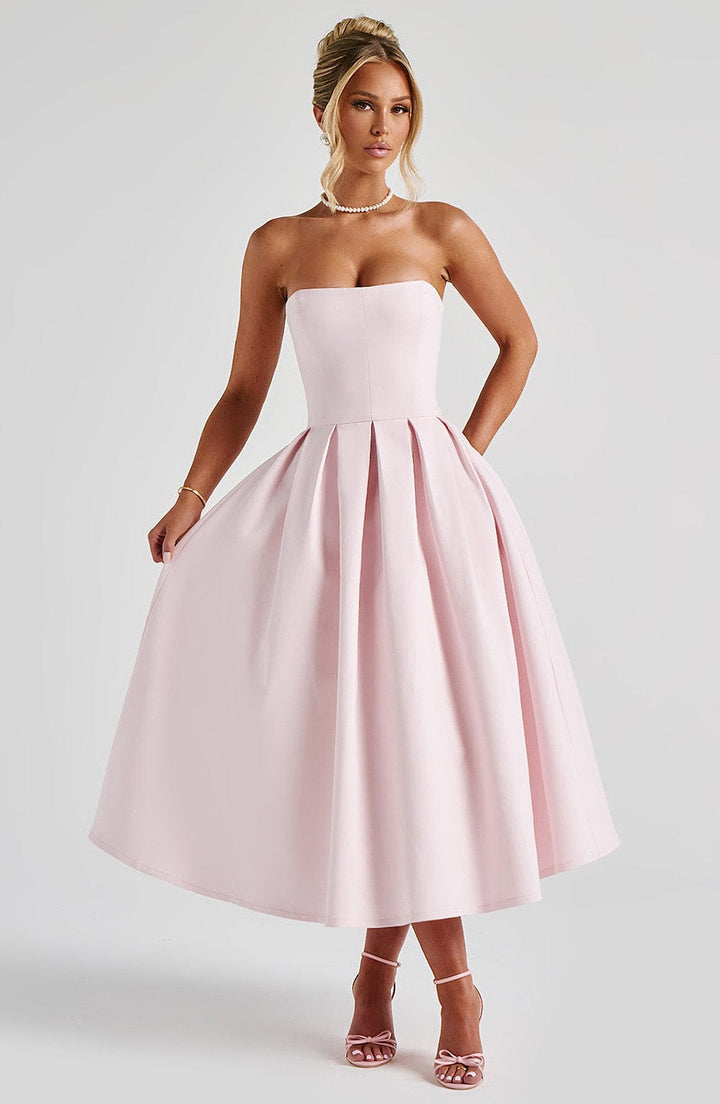 Edith Midi Dress — Rosa Blush
