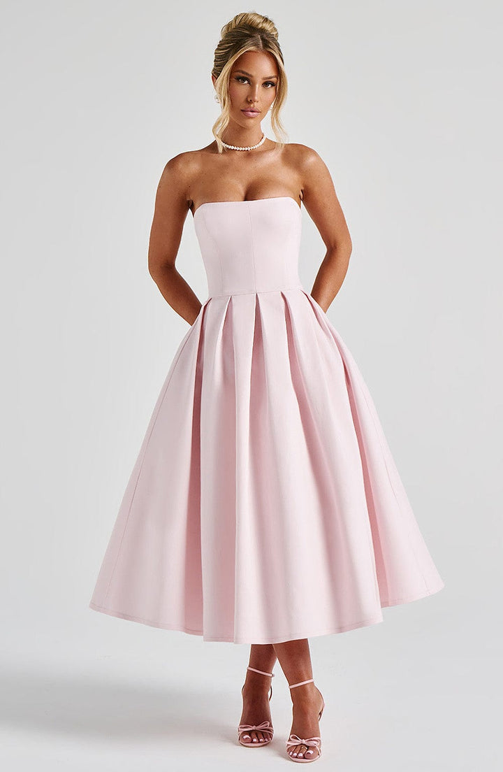 Edith Midi Dress — Rosa Blush