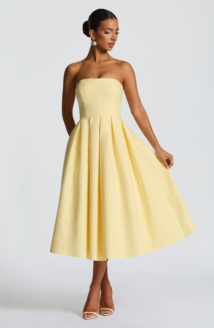 Edith Midi Dress — Amarelo Limão