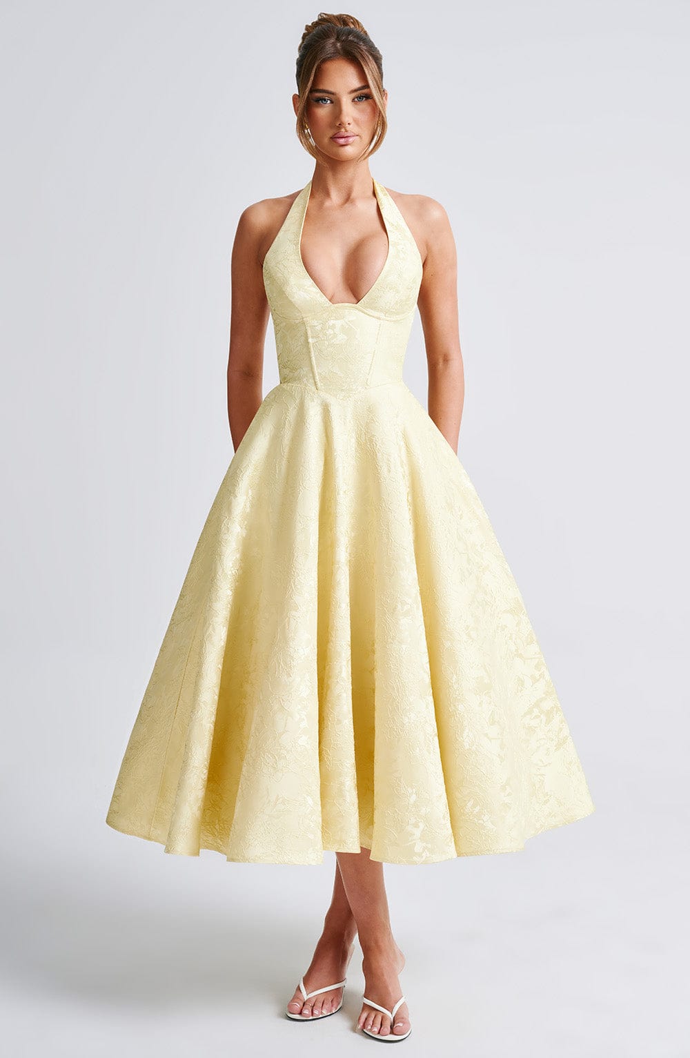Effie Midi Dress — Amarelo Limão