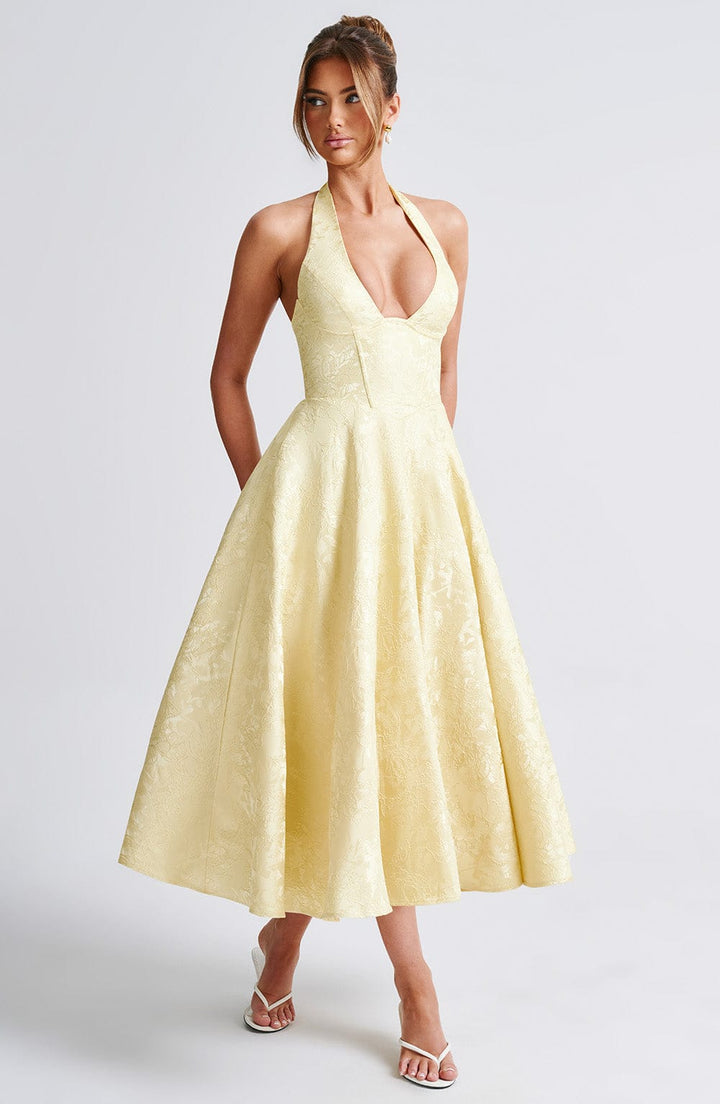Effie Midi Dress — Amarelo Limão