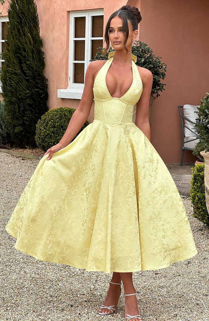 Effie Midi Dress — Amarelo Limão