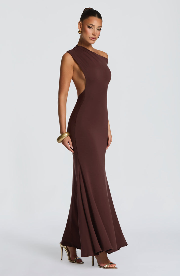 Fiora Vestido Comprido — Castanho Ameixa