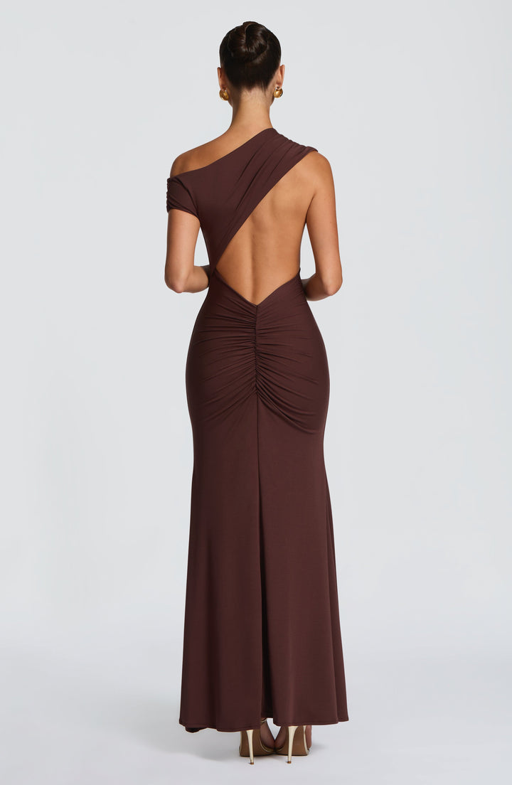 Fiora Vestido Comprido — Castanho Ameixa
