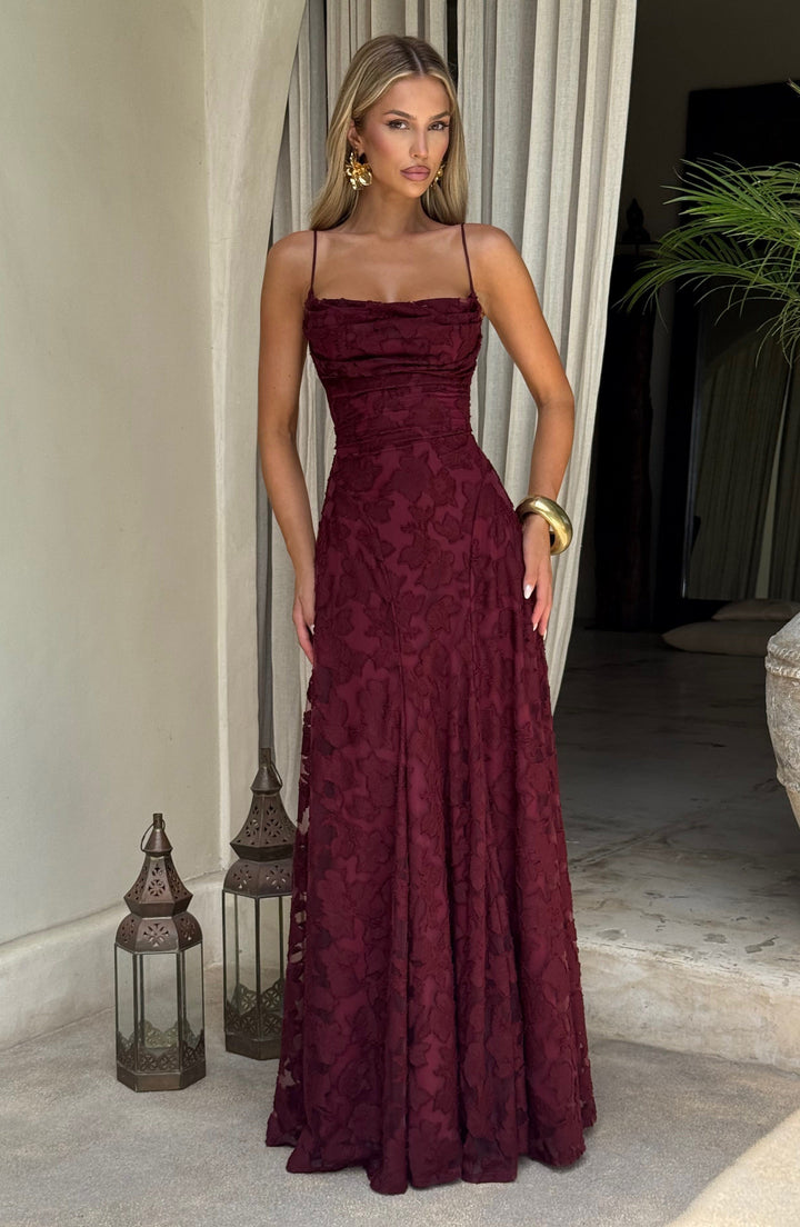 Francis Vestido Comprido — Vermelho Cereja Lacado