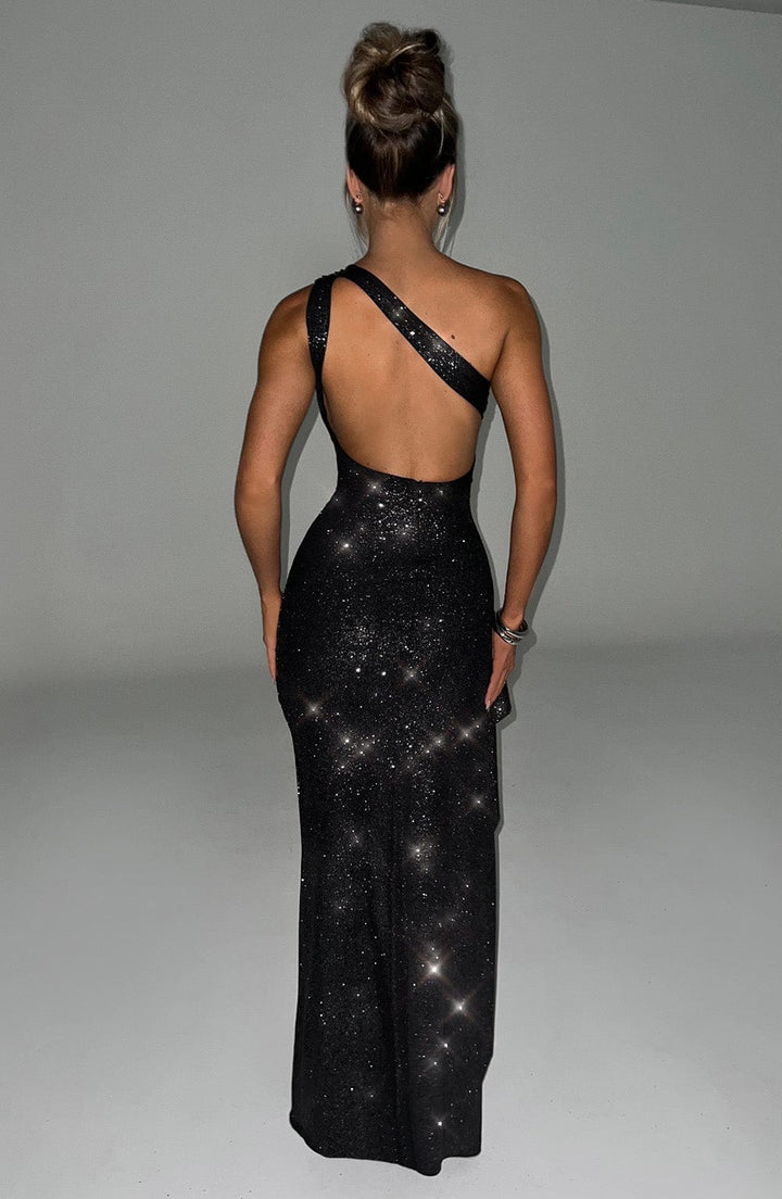 Genevieve Vestido Comprido — Brilhante Preto