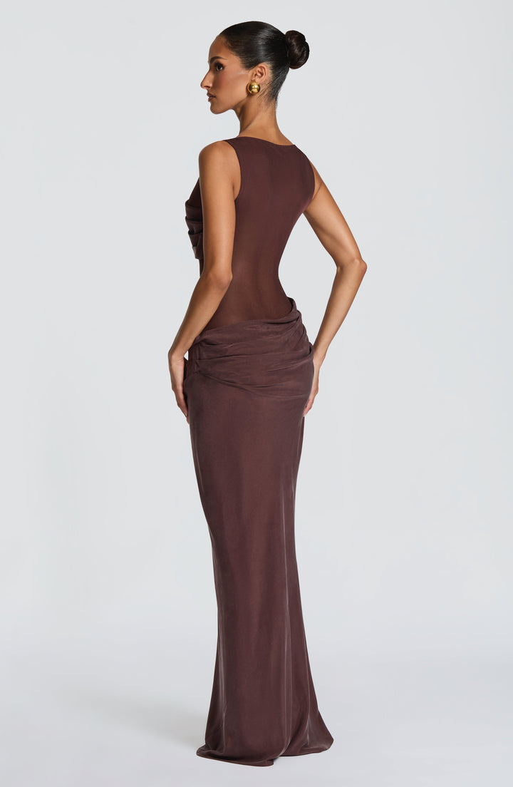 Gracelyn Vestido Comprido — Castanho Ameixa