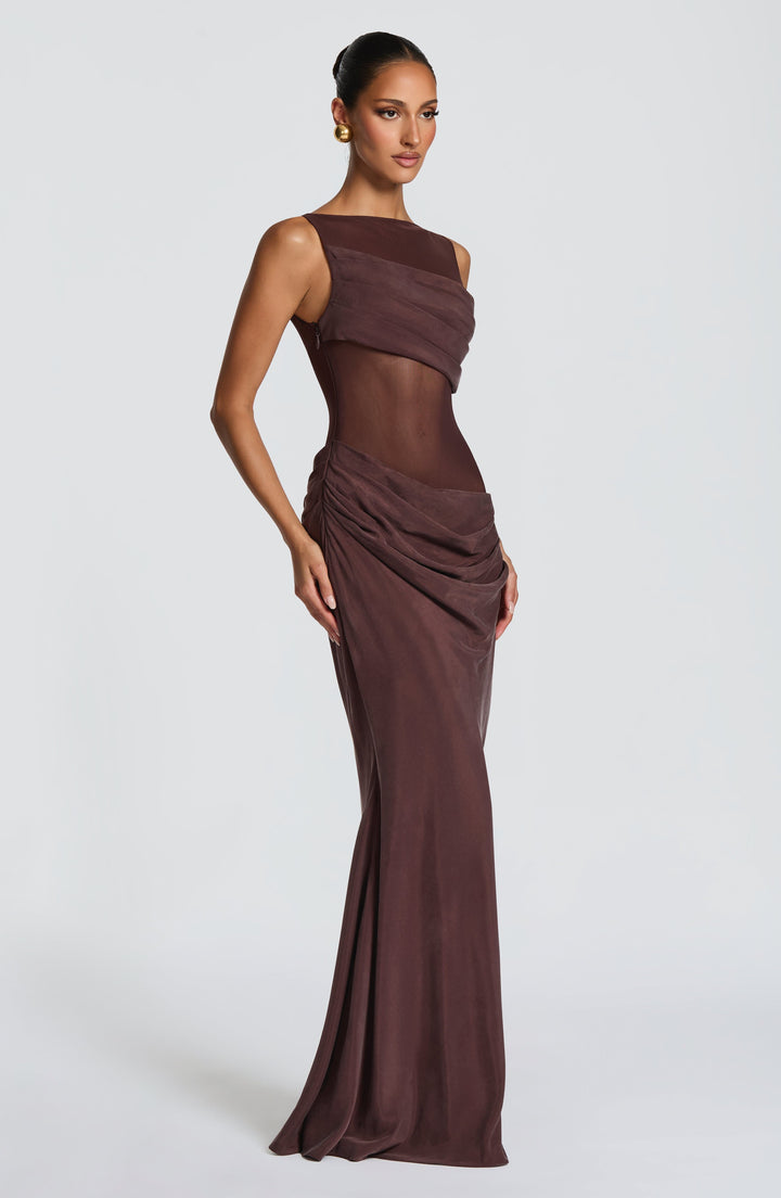 Gracelyn Vestido Comprido — Castanho Ameixa