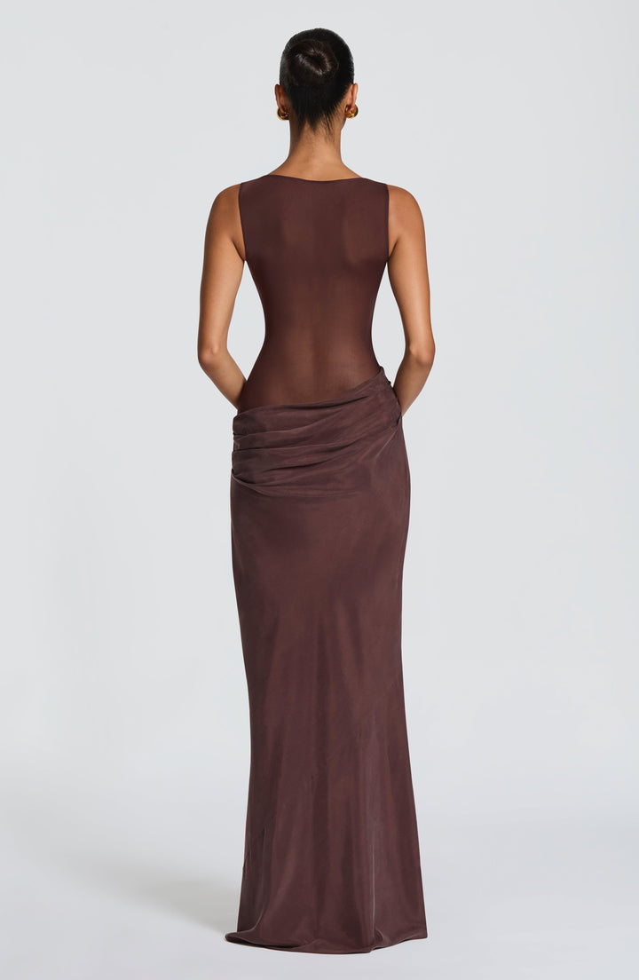 Gracelyn Vestido Comprido — Castanho Ameixa