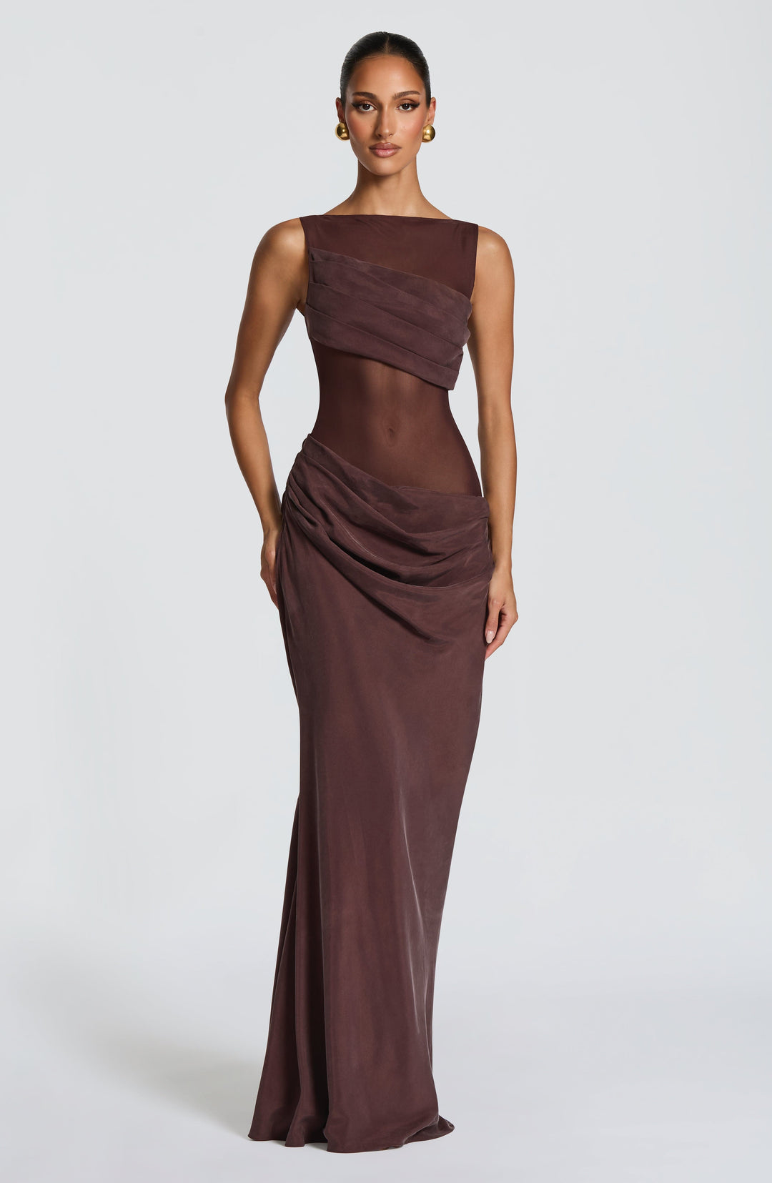Gracelyn Vestido Comprido — Castanho Ameixa