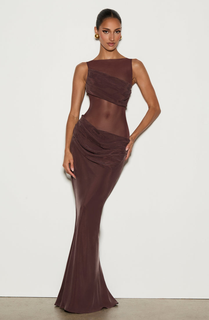 Gracelyn Vestido Comprido — Castanho Ameixa
