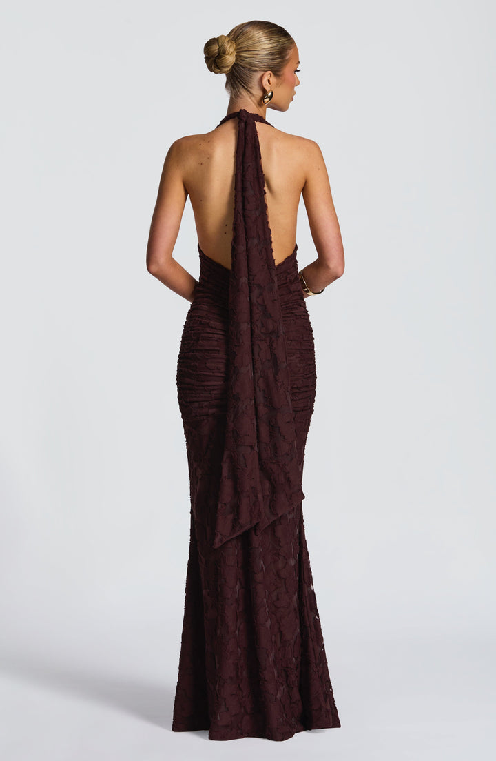 Guinevere Vestido Comprido — Castanho Ameixa