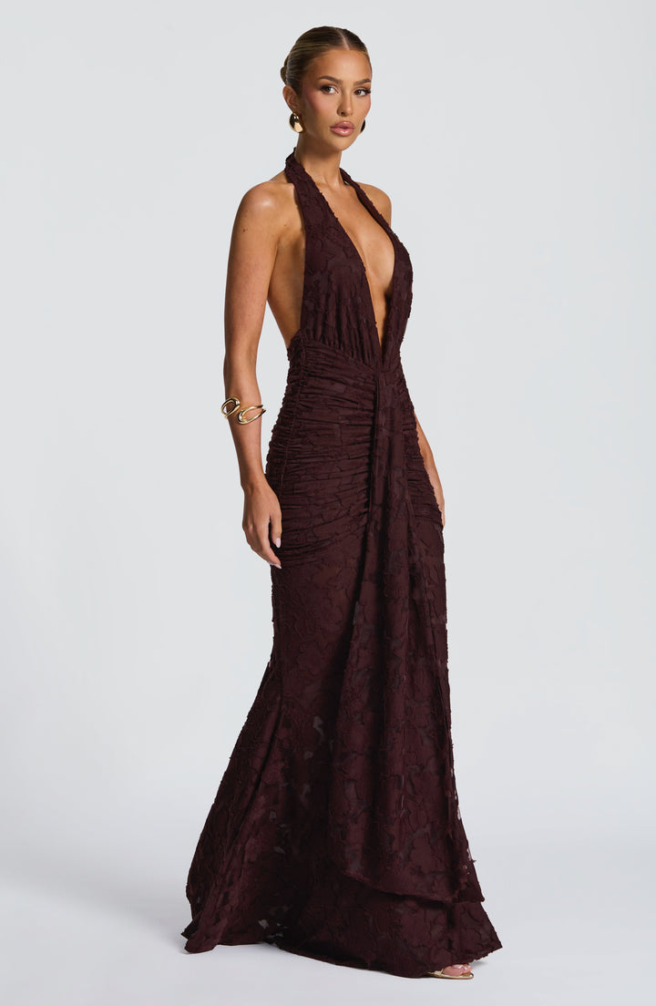 Guinevere Vestido Comprido — Castanho Ameixa