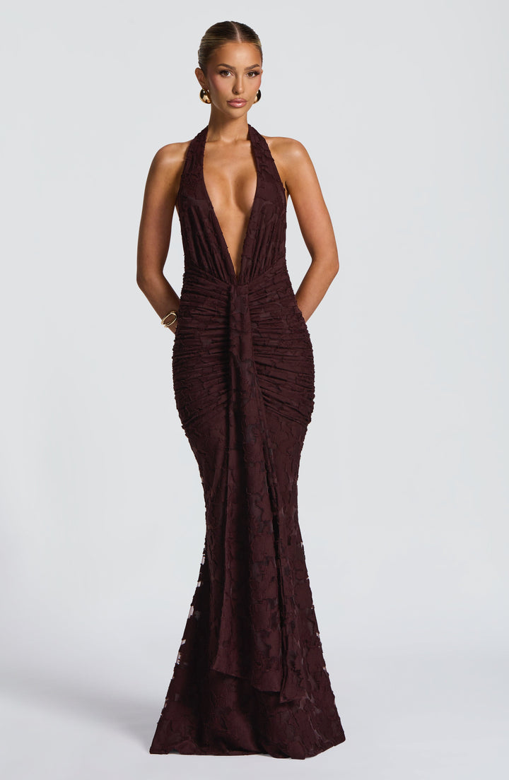 Guinevere Vestido Comprido — Castanho Ameixa