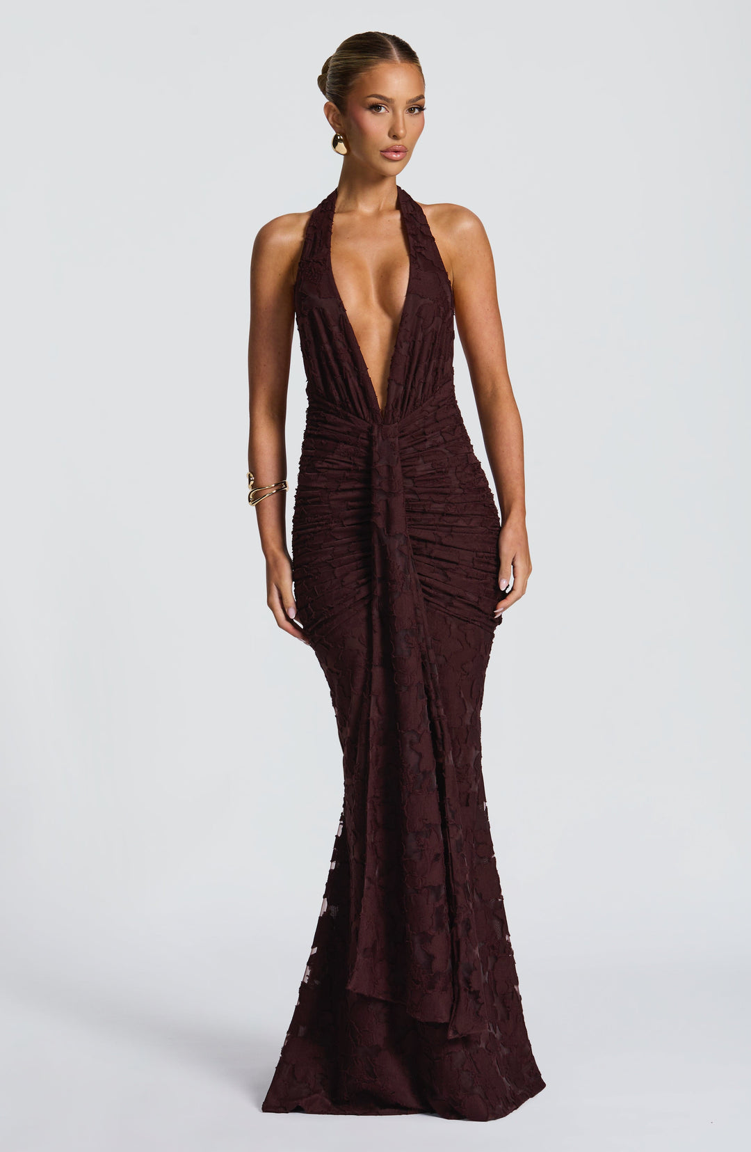 Guinevere Vestido Comprido — Castanho Ameixa