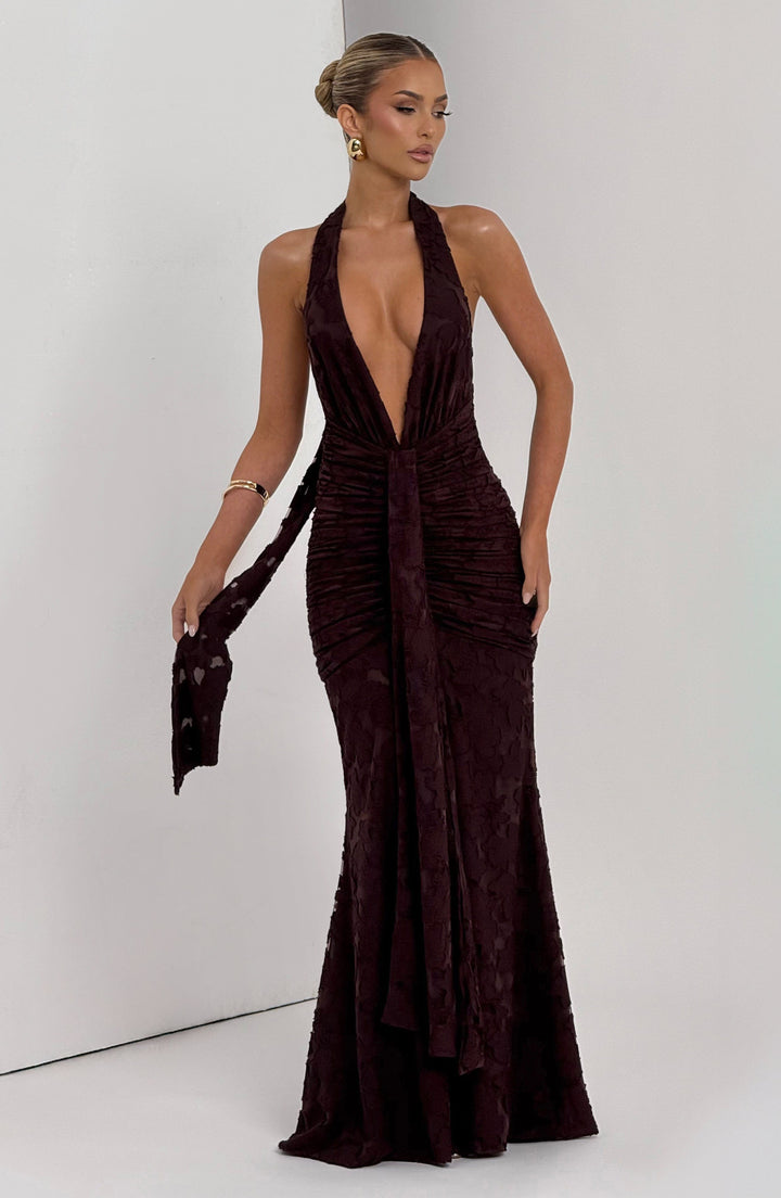 Guinevere Vestido Comprido — Castanho Ameixa