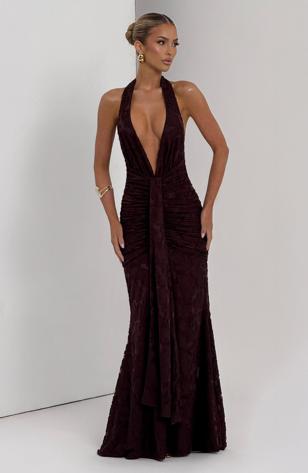 Guinevere Vestido Comprido — Castanho Ameixa