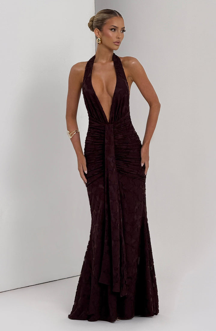 Guinevere Vestido Comprido — Castanho Ameixa