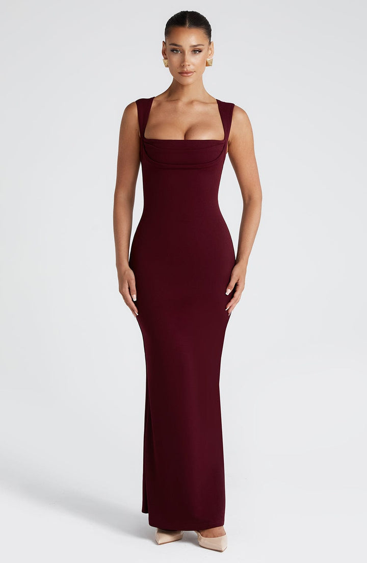 Helena Vestido Comprido — Vermelho Cereja Lacado
