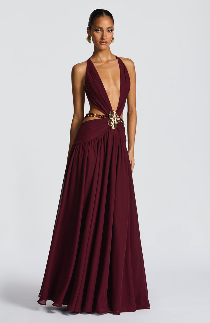 Indianna Vestido Comprido — Vermelho Cereja Lacado