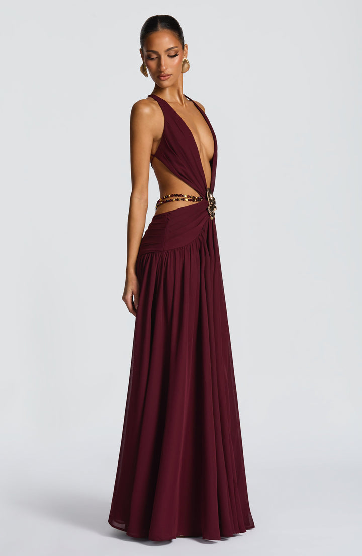 Indianna Vestido Comprido — Vermelho Cereja Lacado