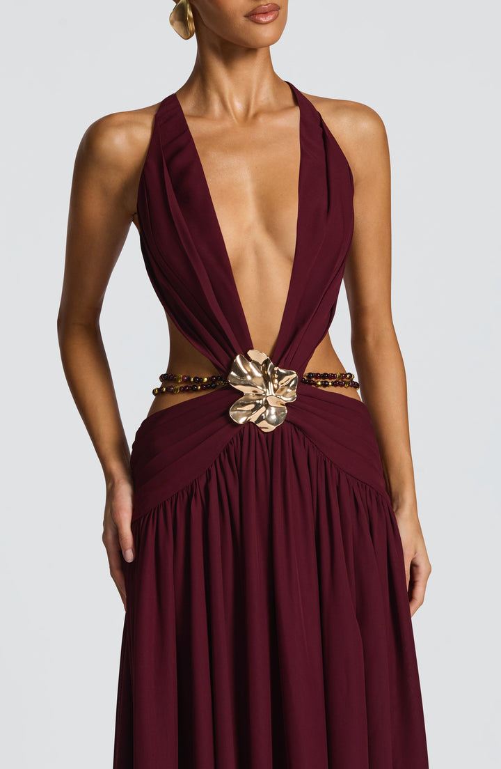 Indianna Vestido Comprido — Vermelho Cereja Lacado