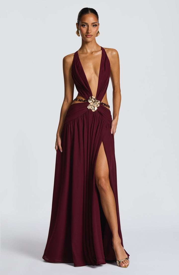 Indianna Vestido Comprido — Vermelho Cereja Lacado