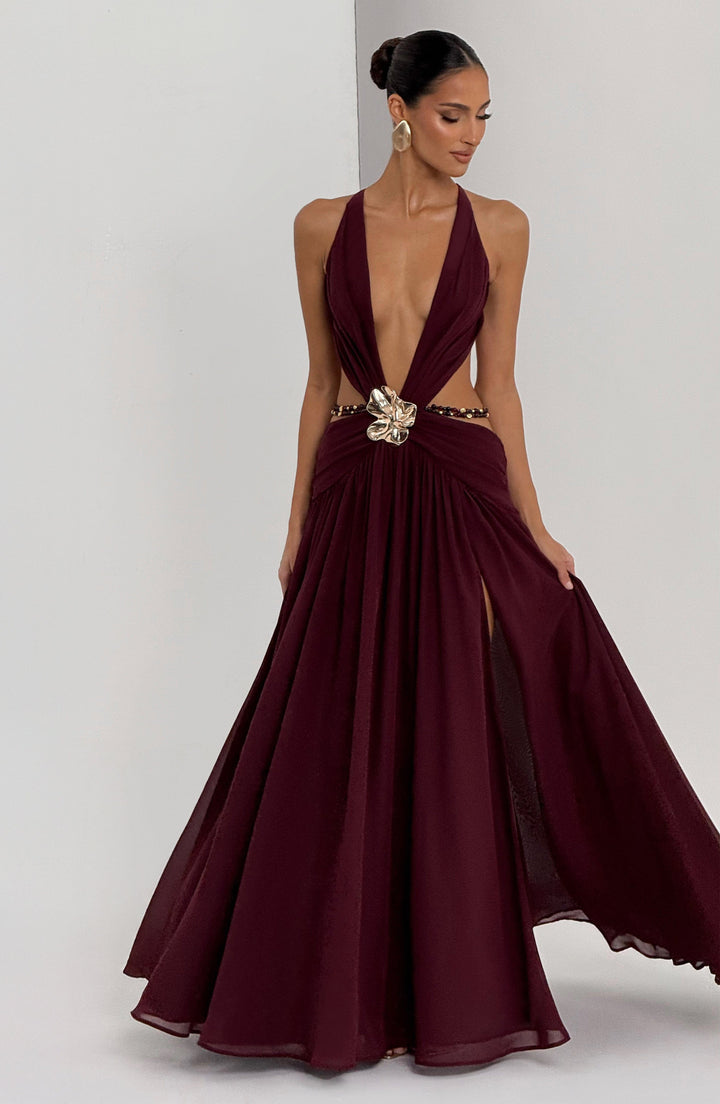 Indianna Vestido Comprido — Vermelho Cereja Lacado
