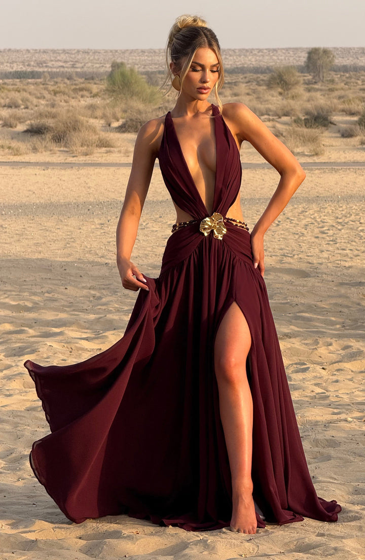 Indianna Vestido Comprido — Vermelho Cereja Lacado