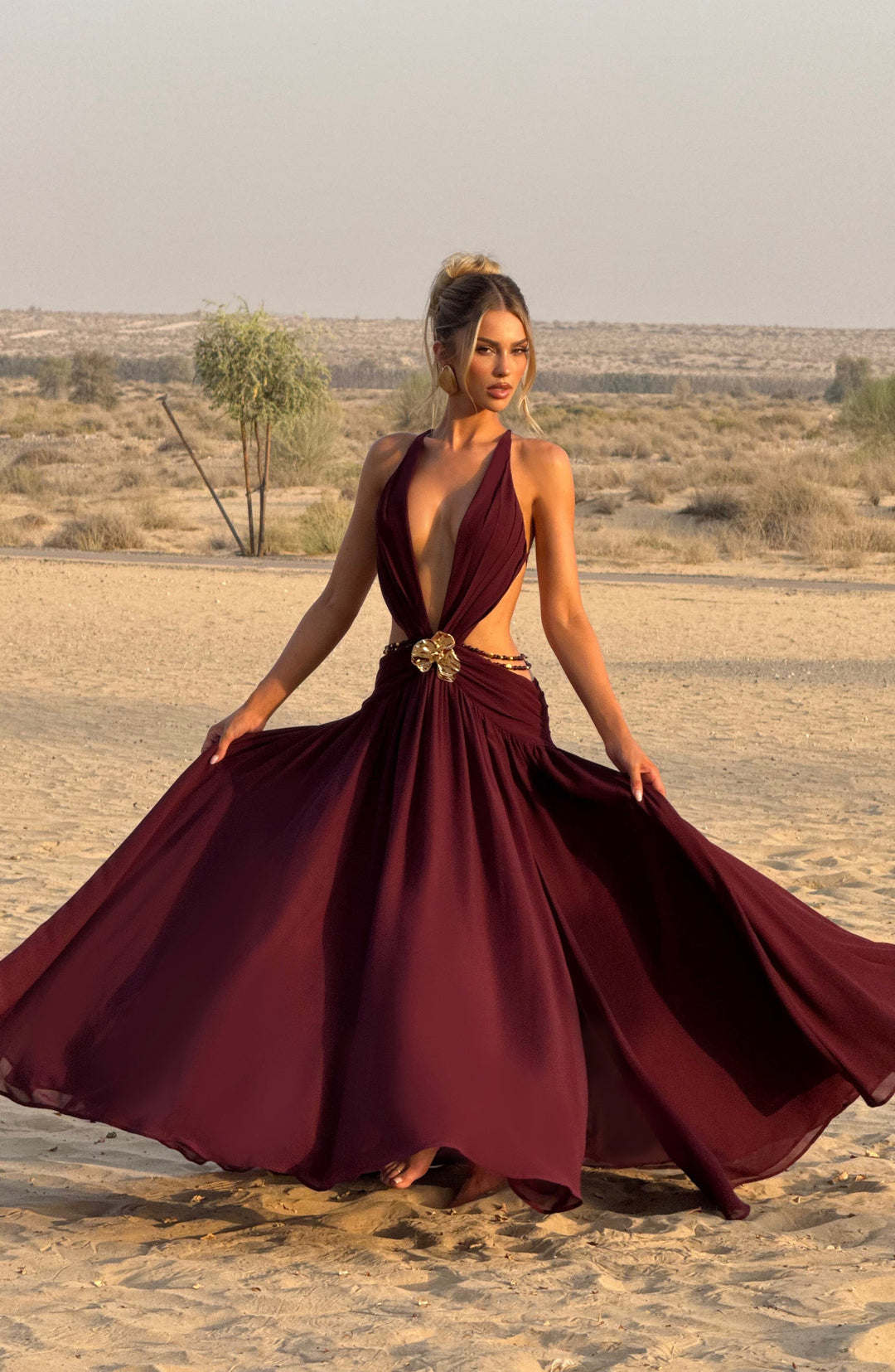 Indianna Vestido Comprido — Vermelho Cereja Lacado