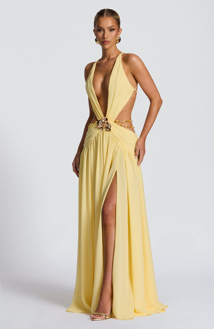 Indianna Vestido Comprido — Amarelo Limão