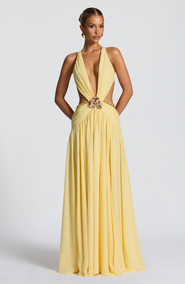 Indianna Vestido Comprido — Amarelo Limão